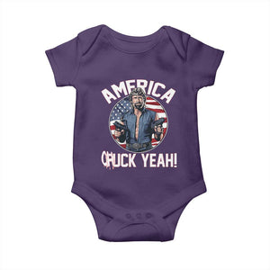 America Chuck Yeah Legendary Action Hero Baby Onesie Patriotic USA Flag Tribute 4th of July Freedom Humor TS02 Purple Print Your Wear