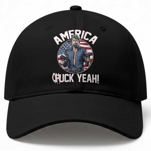 America Chuck Yeah Legendary Action Hero Baseball Cap Patriotic USA Flag Tribute 4th of July Freedom Humor TS02 Print Your Wear