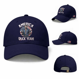 America Chuck Yeah Legendary Action Hero Baseball Cap Patriotic USA Flag Tribute 4th of July Freedom Humor TS02 Baseball Cap Universal Fit Dark Blue Print Your Wear