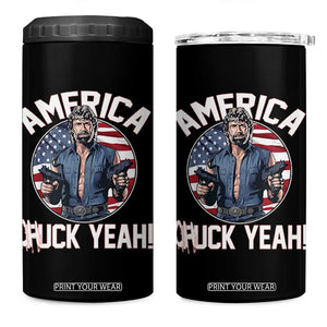 America Chuck Yeah Legendary Action Hero 4 in 1 Can Cooler Tumbler Patriotic USA Flag Tribute 4th of July Freedom Humor TS02 One Size: 16 oz Black Print Your Wear