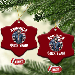 America Chuck Yeah Legendary Action Hero Ceramic Ornament Patriotic USA Flag Tribute 4th of July Freedom Humor TS02 Print Your Wear