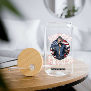 America Chuck Yeah Legendary Action Hero Glass Can Patriotic USA Flag Tribute 4th of July Freedom Humor TS02 Print Your Wear