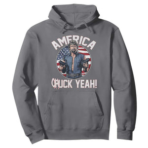America Chuck Yeah Legendary Action Hero Hoodie Patriotic USA Flag Tribute 4th of July Freedom Humor TS02 Charcoal Print Your Wear