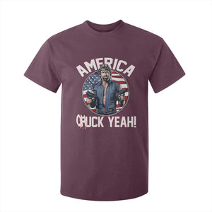 America Chuck Yeah Legendary Action Hero T Shirt For Kid Patriotic USA Flag Tribute 4th of July Freedom Humor TS02 Maroon Print Your Wear