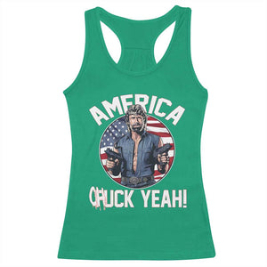 America Chuck Yeah Legendary Action Hero Racerback Tank Top Patriotic USA Flag Tribute 4th of July Freedom Humor TS02 Irish Green Print Your Wear