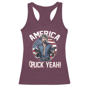 America Chuck Yeah Legendary Action Hero Racerback Tank Top Patriotic USA Flag Tribute 4th of July Freedom Humor TS02 Maroon Print Your Wear