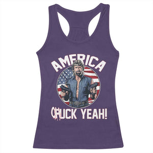 America Chuck Yeah Legendary Action Hero Racerback Tank Top Patriotic USA Flag Tribute 4th of July Freedom Humor TS02 Purple Print Your Wear
