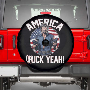 America Chuck Yeah Legendary Action Hero Spare Tire Cover Patriotic USA Flag Tribute 4th of July Freedom Humor TS02 Black Print Your Wear