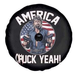 America Chuck Yeah Legendary Action Hero Spare Tire Cover Patriotic USA Flag Tribute 4th of July Freedom Humor TS02 Print Your Wear