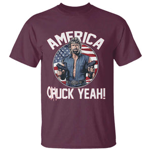 America Chuck Yeah Legendary Action Hero T Shirt Patriotic USA Flag Tribute 4th of July Freedom Humor TS02 Maroon Print Your Wear