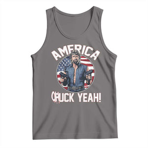 America Chuck Yeah Legendary Action Hero Tank Top Patriotic USA Flag Tribute 4th of July Freedom Humor TS02 Deep Heather Print Your Wear