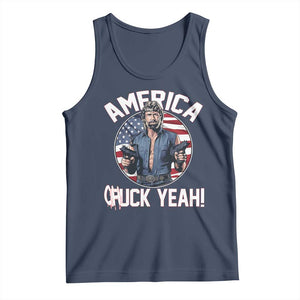 America Chuck Yeah Legendary Action Hero Tank Top Patriotic USA Flag Tribute 4th of July Freedom Humor TS02 Navy Print Your Wear