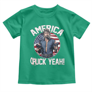 America Chuck Yeah Legendary Action Hero Toddler T Shirt Patriotic USA Flag Tribute 4th of July Freedom Humor TS02 Irish Green Print Your Wear