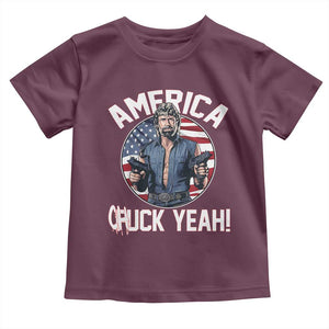 America Chuck Yeah Legendary Action Hero Toddler T Shirt Patriotic USA Flag Tribute 4th of July Freedom Humor TS02 Maroon Print Your Wear