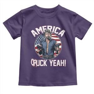 America Chuck Yeah Legendary Action Hero Toddler T Shirt Patriotic USA Flag Tribute 4th of July Freedom Humor TS02 Purple Print Your Wear