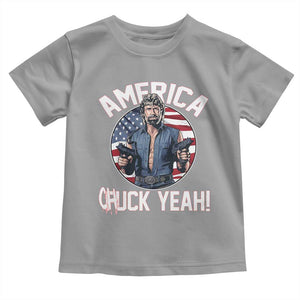 America Chuck Yeah Legendary Action Hero Toddler T Shirt Patriotic USA Flag Tribute 4th of July Freedom Humor TS02 Sport Gray Print Your Wear