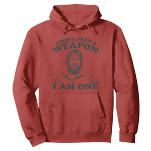 Funny Tough Guy Chuck Meme Hoodie I Dont Need a Weapon I Am One Retro Action Legend Parody TS02 Red Print Your Wear
