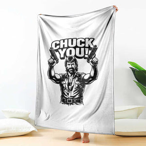 Chuck You Funny Action Legend Throw Blanket Tough Guy Meme Dual Guns Retro Humor for Patriotic Fans TS02 Print Your Wear