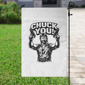 Chuck You Funny Action Legend Garden Flag Tough Guy Meme Dual Guns Retro Humor for Patriotic Fans TS02 Print Your Wear