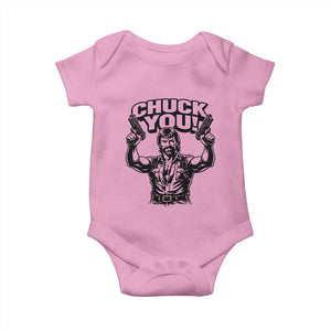 Chuck You Funny Action Legend Baby Onesie Tough Guy Meme Dual Guns Retro Humor for Patriotic Fans TS02 Light Pink Print Your Wear