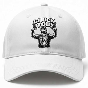 Chuck You Funny Action Legend Baseball Cap Tough Guy Meme Dual Guns Retro Humor for Patriotic Fans TS02 Print Your Wear