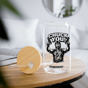 Chuck You Funny Action Legend Glass Can Tough Guy Meme Dual Guns Retro Humor for Patriotic Fans TS02 Print Your Wear