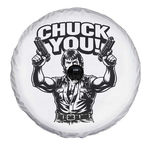 Chuck You Funny Action Legend Spare Tire Cover Tough Guy Meme Dual Guns Retro Humor for Patriotic Fans TS02 Print Your Wear