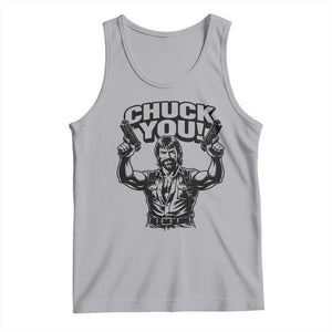 Chuck You Funny Action Legend Tank Top Tough Guy Meme Dual Guns Retro Humor for Patriotic Fans TS02 Athletic Heather Print Your Wear