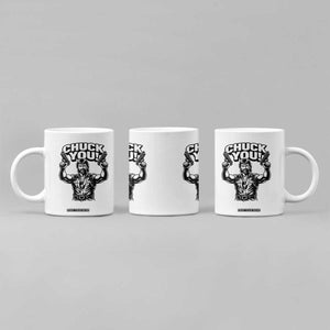 Chuck You Funny Action Legend Coffee Mug Tough Guy Meme Dual Guns Retro Humor for Patriotic Fans TS02 Print Your Wear
