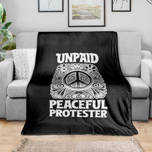 Unpaid Peaceful Protester Vintage Floral Peace Throw Blanket Hippie Style Activist Retro Anti War Boho Protest TS02 Print Your Wear
