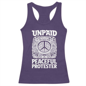 Unpaid Peaceful Protester Vintage Floral Peace Racerback Tank Top Hippie Style Activist Retro Anti War Boho Protest TS02 Purple Print Your Wear