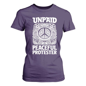 Unpaid Peaceful Protester Vintage Floral Peace T Shirt For Women Hippie Style Activist Retro Anti War Boho Protest TS02 Purple Print Your Wear