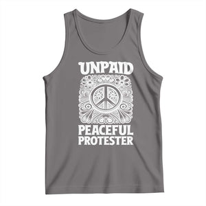 Unpaid Peaceful Protester Vintage Floral Peace Tank Top Hippie Style Activist Retro Anti War Boho Protest TS02 Deep Heather Print Your Wear