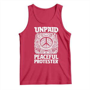 Unpaid Peaceful Protester Vintage Floral Peace Tank Top Hippie Style Activist Retro Anti War Boho Protest TS02 Red Print Your Wear