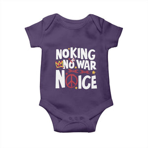 No Kings No Wars No Ice Bold Typography Baby Onesie Peace Symbol Anti War Activist Human Rights TS02 Purple Print Your Wear
