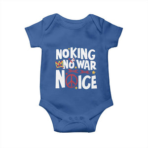 No Kings No Wars No Ice Bold Typography Baby Onesie Peace Symbol Anti War Activist Human Rights TS02 Royal Blue Print Your Wear