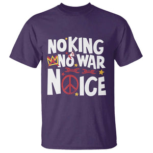 No Kings No Wars No Ice Bold Typography T Shirt Peace Symbol Anti War Activist Human Rights TS02 Purple Print Your Wear