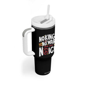 No Kings No Wars No Ice Bold Typography Tumbler With Handle Peace Symbol Anti War Activist Human Rights TS02 Print Your Wear