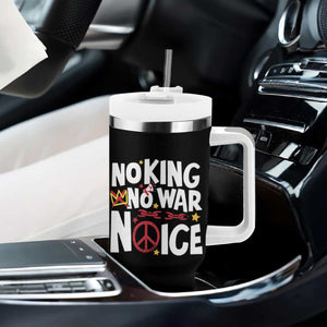 No Kings No Wars No Ice Bold Typography Tumbler With Handle Peace Symbol Anti War Activist Human Rights TS02 Print Your Wear