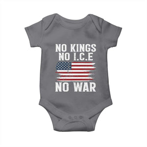 No Wars No Ice No Kings American Flag Baby Onesie Patriotic Protest Anti War Human Rights TS02 Charcoal Print Your Wear