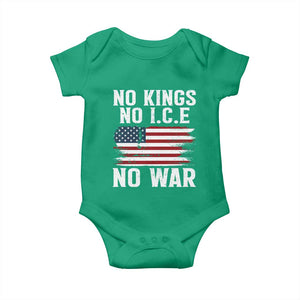 No Wars No Ice No Kings American Flag Baby Onesie Patriotic Protest Anti War Human Rights TS02 Irish Green Print Your Wear