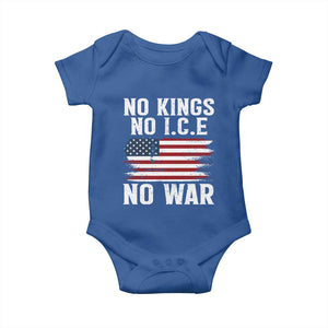 No Wars No Ice No Kings American Flag Baby Onesie Patriotic Protest Anti War Human Rights TS02 Royal Blue Print Your Wear
