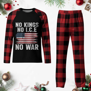 No Wars No Ice No Kings American Flag Plaid Pajama Set Patriotic Protest Anti War Human Rights TS02 Buffalo Plaid Print Your Wear