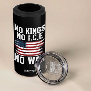 No Wars No Ice No Kings American Flag 4 in 1 Can Cooler Tumbler Patriotic Protest Anti War Human Rights TS02 Print Your Wear