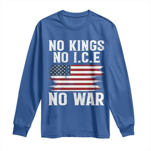 No Wars No Ice No Kings American Flag Long Sleeve Shirt Patriotic Protest Anti War Human Rights TS02 Royal Blue Print Your Wear