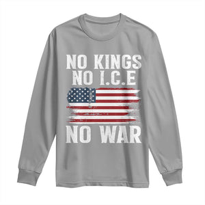 No Wars No Ice No Kings American Flag Long Sleeve Shirt Patriotic Protest Anti War Human Rights TS02 Sport Gray Print Your Wear