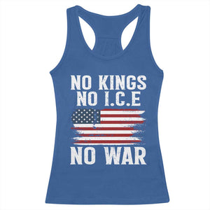 No Wars No Ice No Kings American Flag Racerback Tank Top Patriotic Protest Anti War Human Rights TS02 Royal Blue Print Your Wear