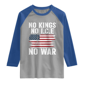 No Wars No Ice No Kings American Flag Raglan Shirt Patriotic Protest Anti War Human Rights TS02 Sport Gray Royal Print Your Wear