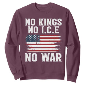 No Wars No Ice No Kings American Flag Sweatshirt Patriotic Protest Anti War Human Rights TS02 Maroon Print Your Wear