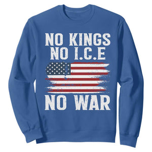 No Wars No Ice No Kings American Flag Sweatshirt Patriotic Protest Anti War Human Rights TS02 Royal Blue Print Your Wear